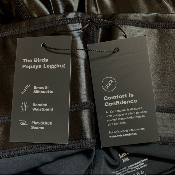 knix x The Birds Papaya Legging Womens XXL Black Liquid Sleek New - Picture 7 of 8